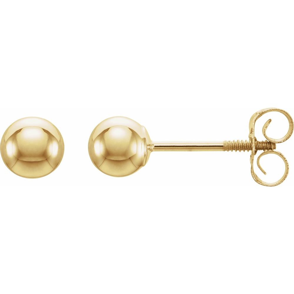 14K Solid Yellow Gold Ball Stud Earrings