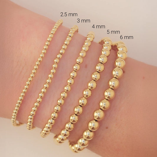 Gold-Filled Beaded Elastic Bracelet