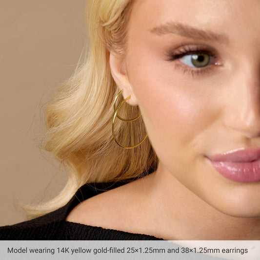 14K Yellow Gold-Filled Large Hoop Earrings (38 mm)